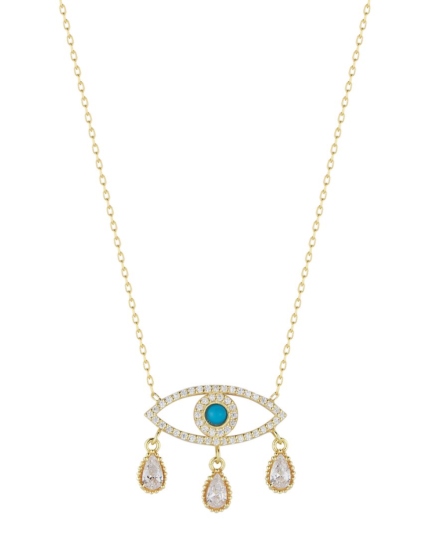 Sphera Milano 14k Over Silver Turquoise Cz Evil Eye Necklace