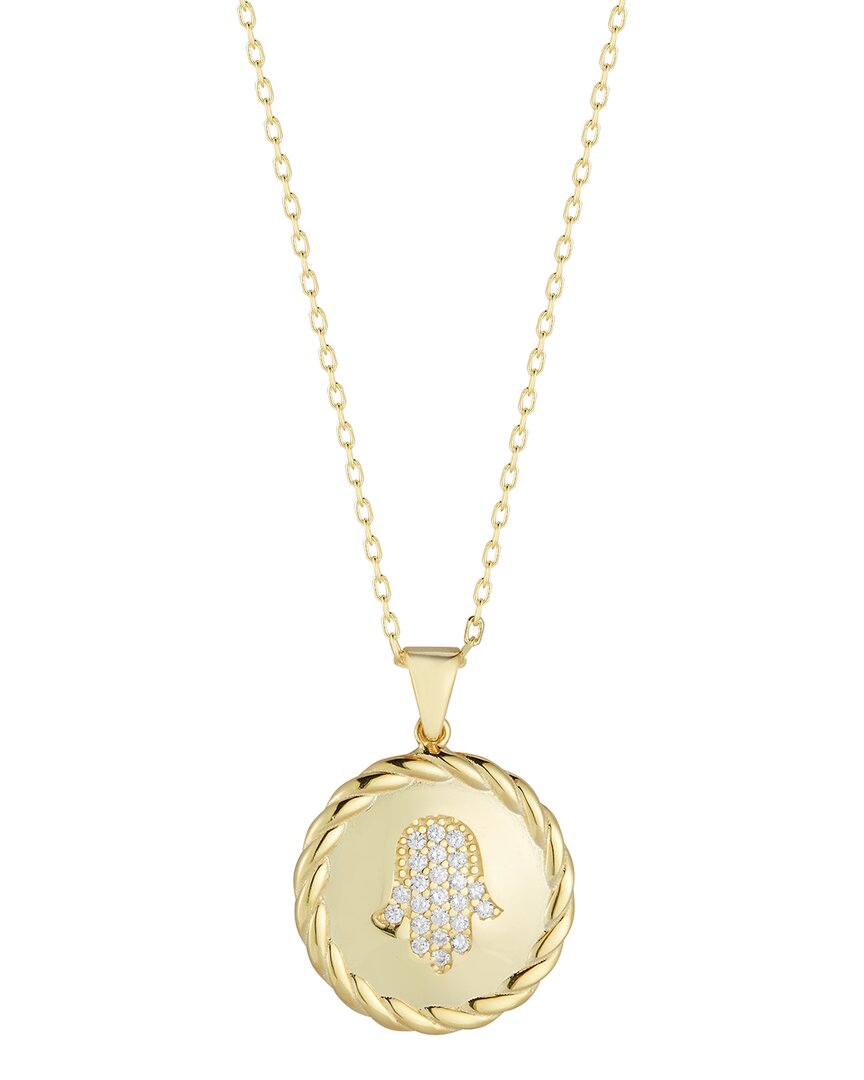 Sphera Milano 14k Over Silver Cz Hamsa Medallion Necklace