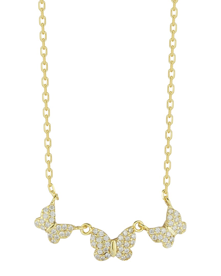 Sphera Milano 14k Over Silver Cz Triple Butterfly Necklace In Gold