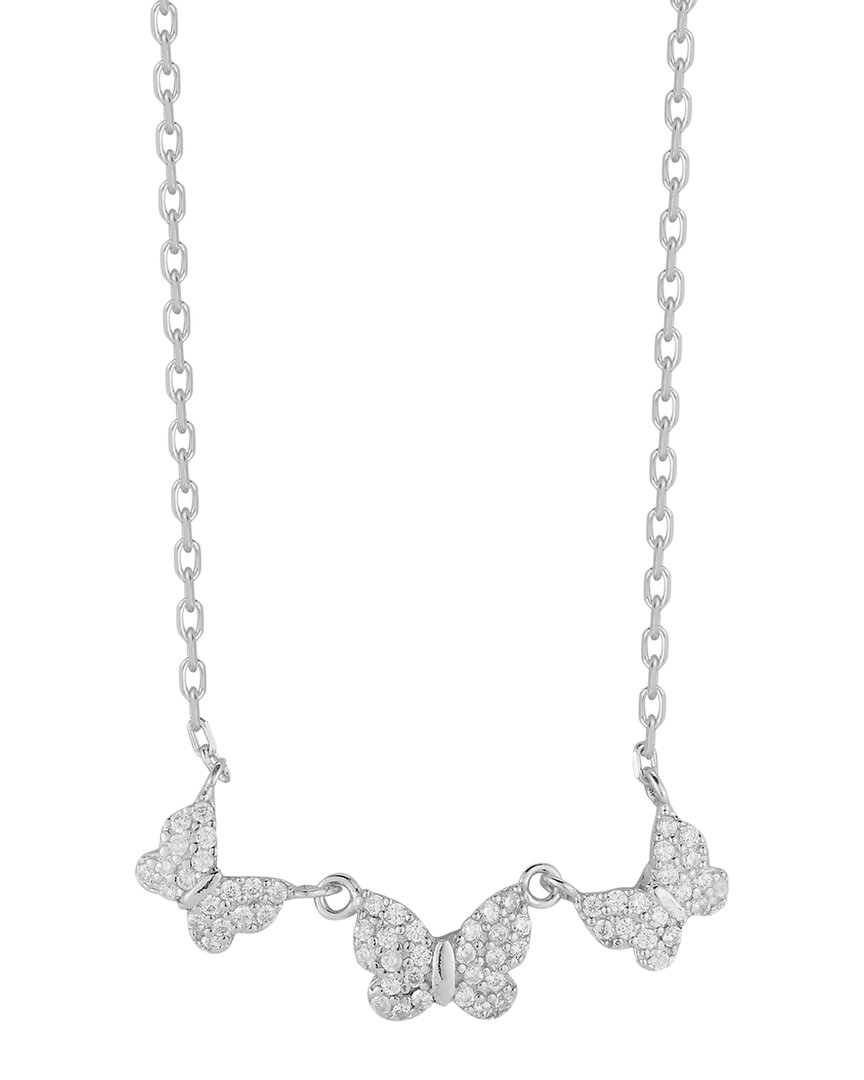 Sphera Milano Silver Cz Triple Butterfly Necklace