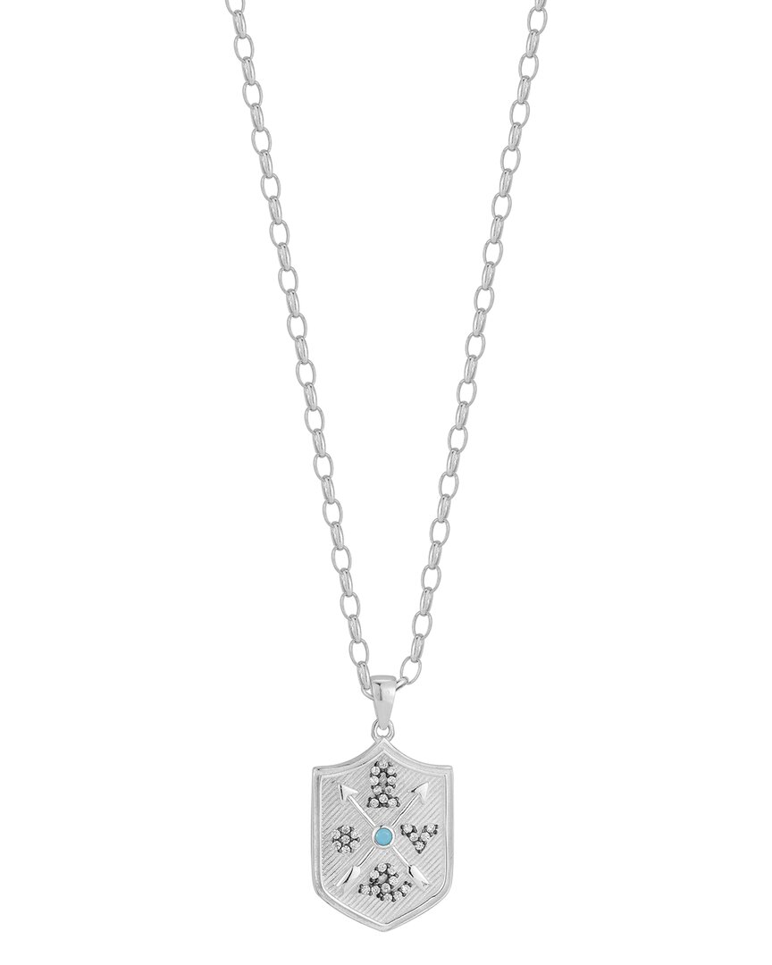 Sphera Milano Silver Turquoise Cz Shield Love Necklace