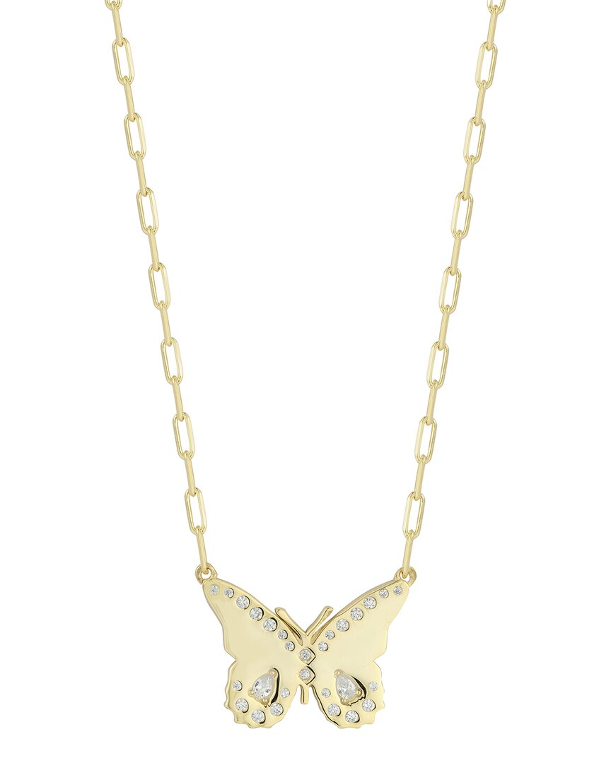 Shop Sphera Milano 14k Over Silver Cz Butterfly Necklace