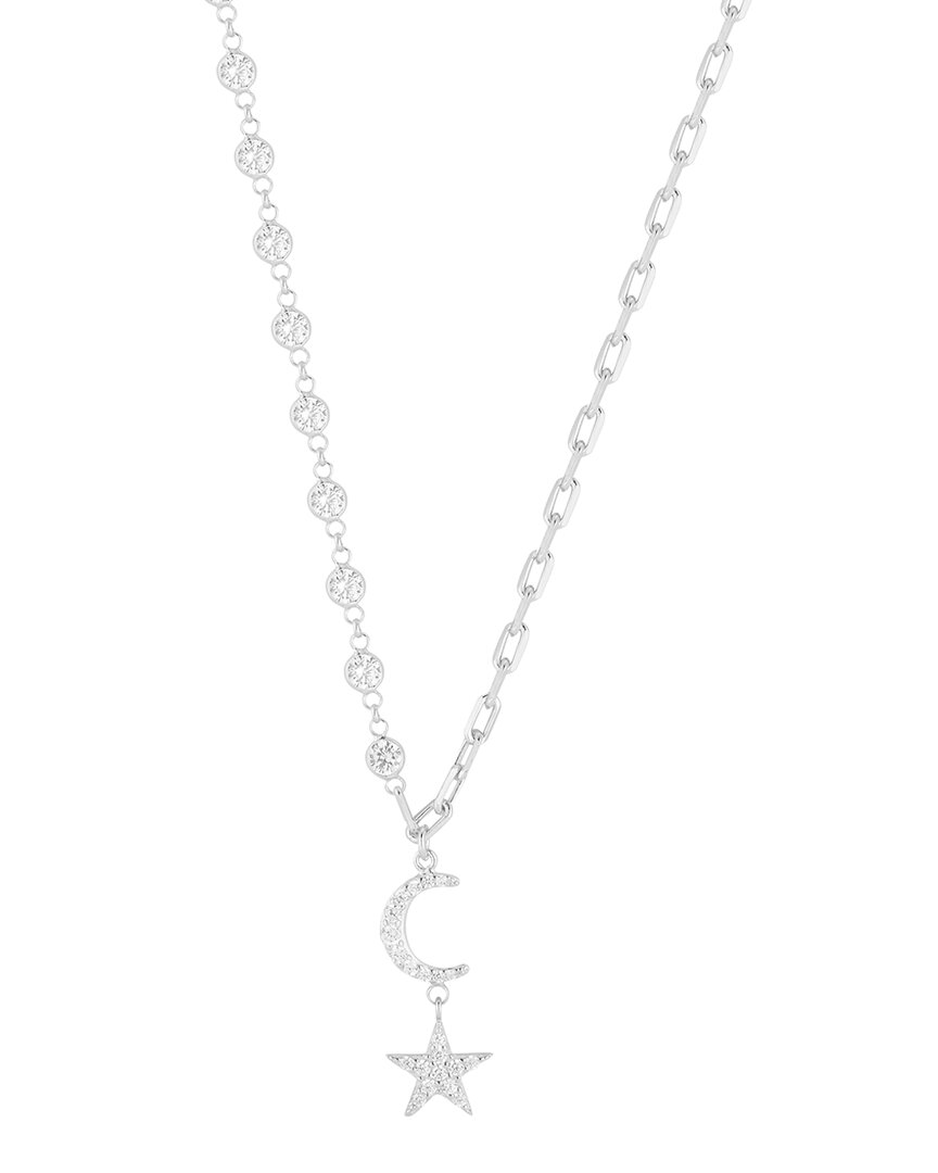Sphera Milano Silver Cz Star And Moon Necklace
