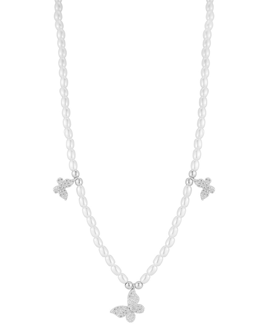 Sphera Milano Silver 3mm Freshwater Cultured Cz Butterfly Necklace