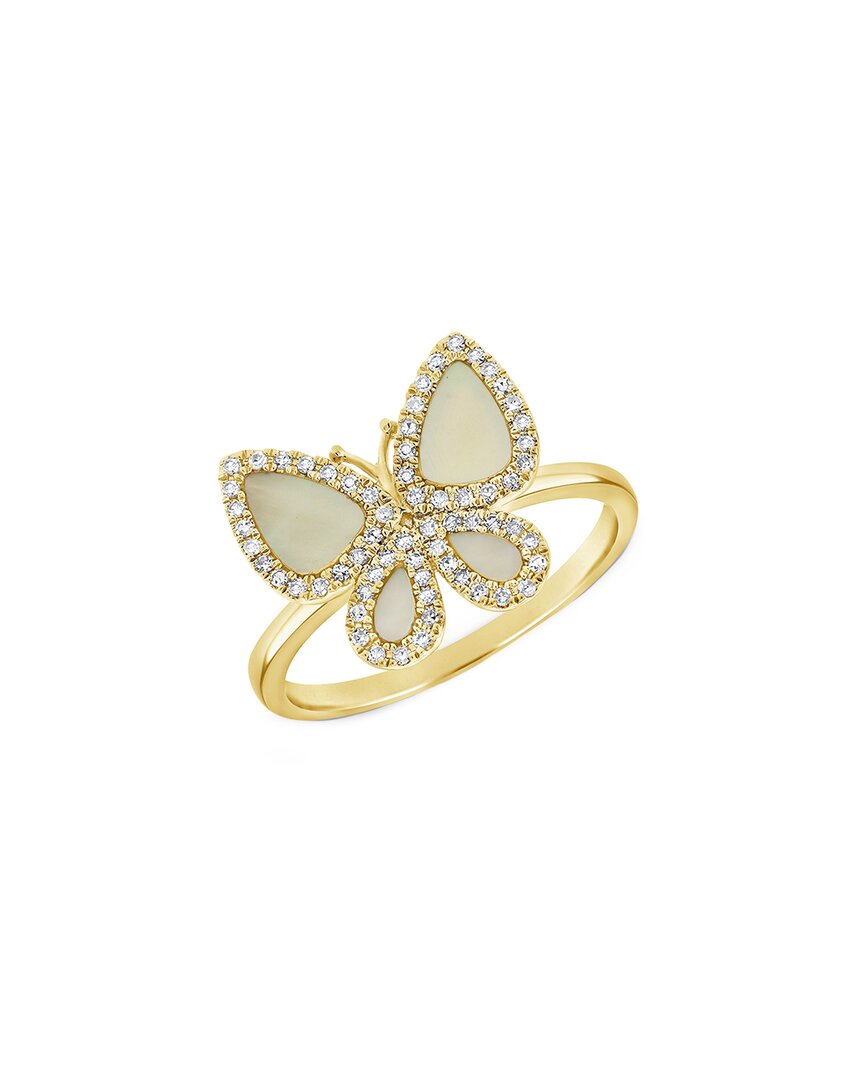 Sabrina Designs 14k 0.15 Ct. Tw. Diamond Pearl Butterfly Ring
