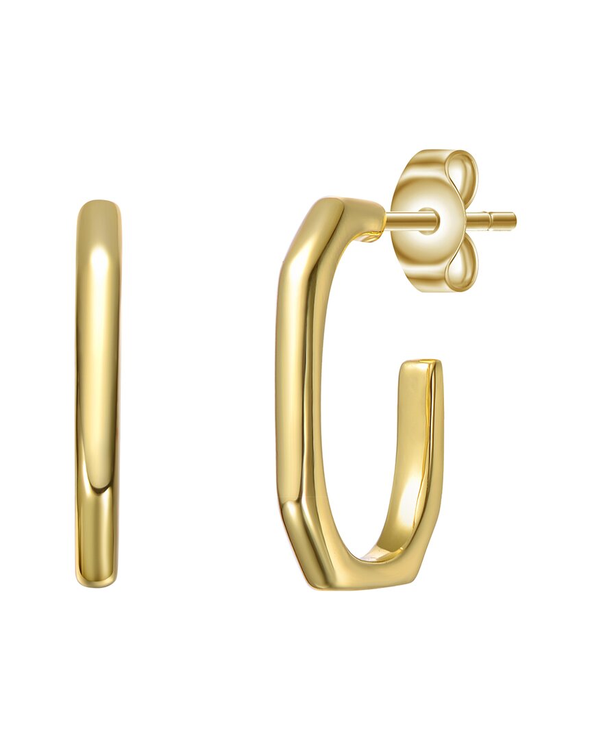 Rachel Glauber 14k Gold Plated Open Geometric Tubular C-hoop Earrings