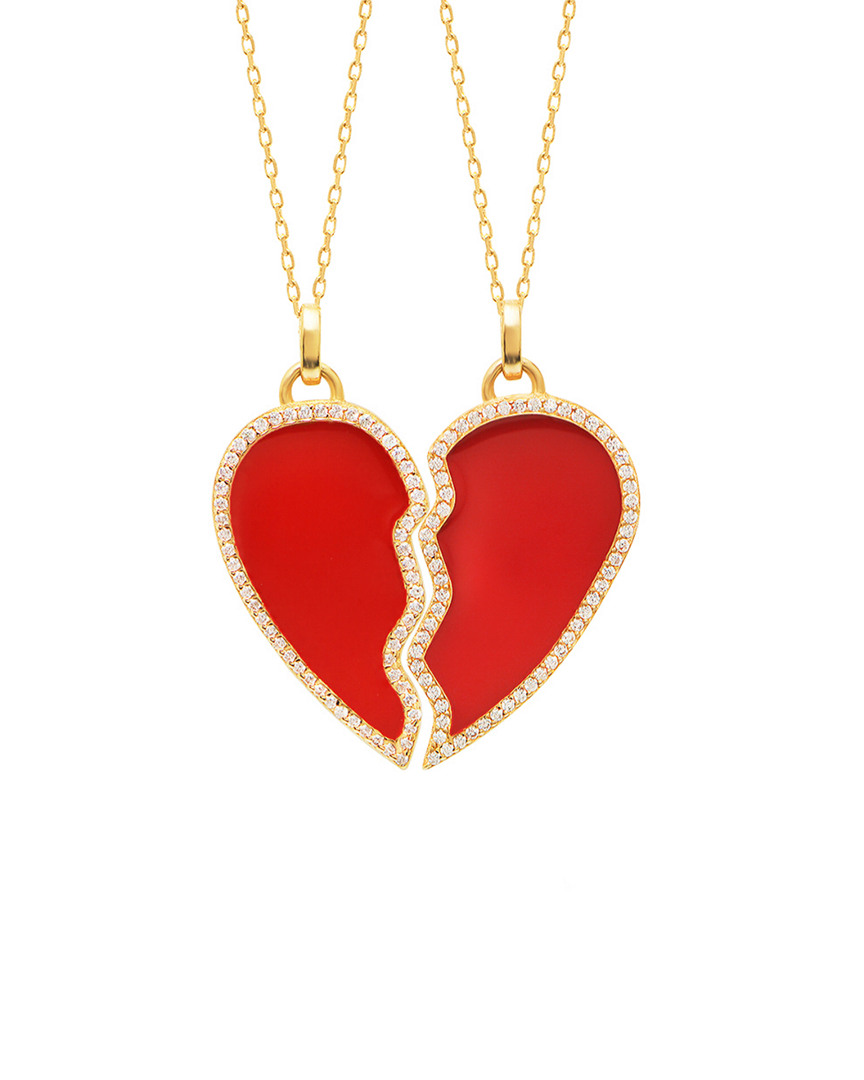 Gabi Rielle Gold Over Silver Cz & Enamel Necklace Set