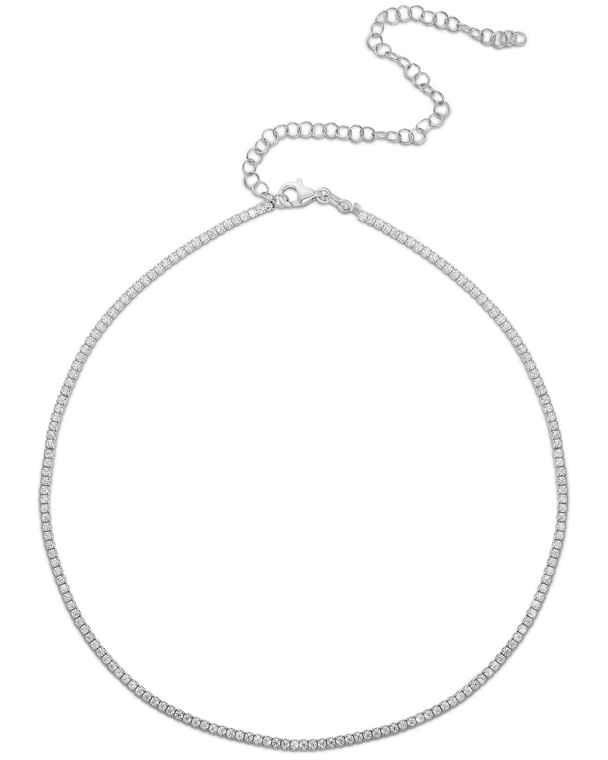 Sphera Milano 18k White Gold Over Silver Cz Neckla In Silver