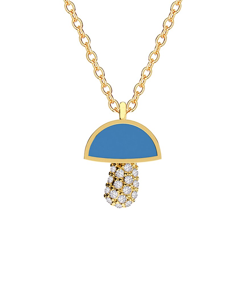 Gabi Rielle 14k Over Silver Turquoise Agate Cz Stackable Necklace In Blue