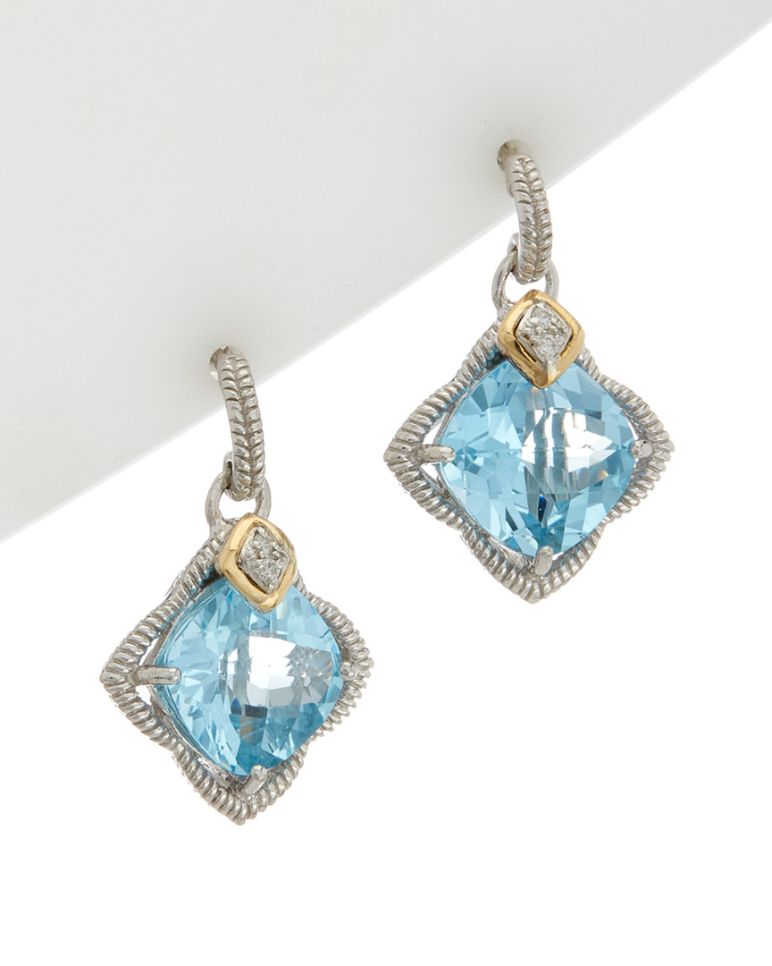 Image of Phillip Gavriel K & Silver Diamond & Blue Topaz Drop Earrings