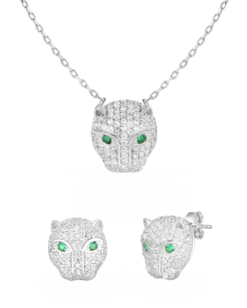 Sphera Milano 14k Over Silver Cz Pendant Necklace & Earrings Set