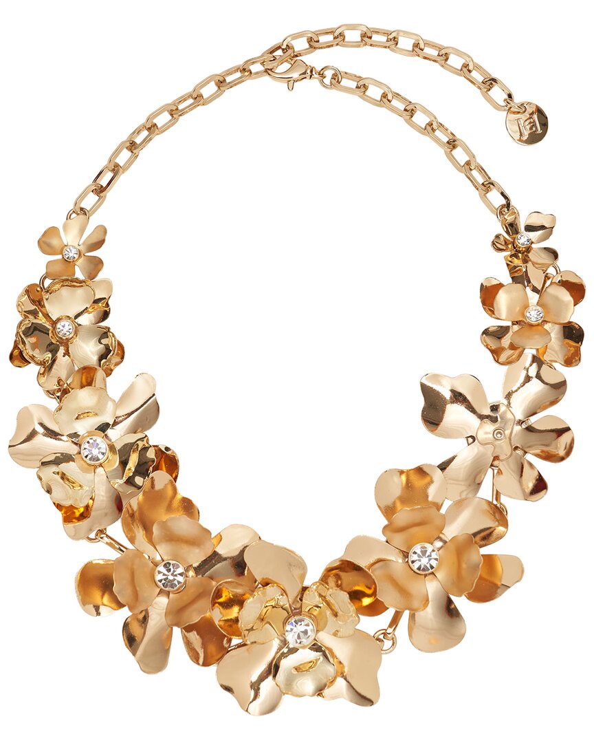 Carolina Herrera Cz Metal Flower Necklace In Gold