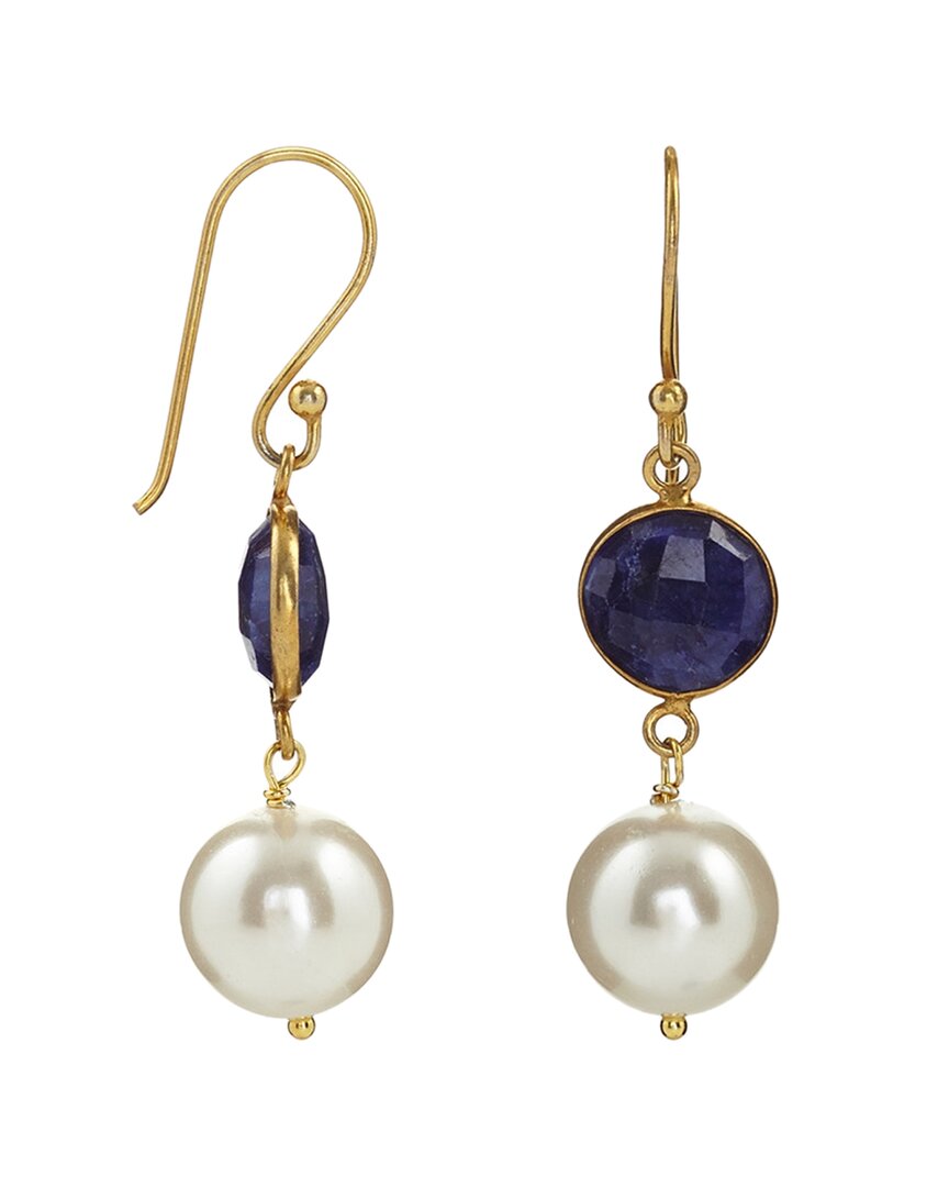 Liv Oliver 18k Plated 2.25 Ct. Tw. Sapphire Earrings In Gold