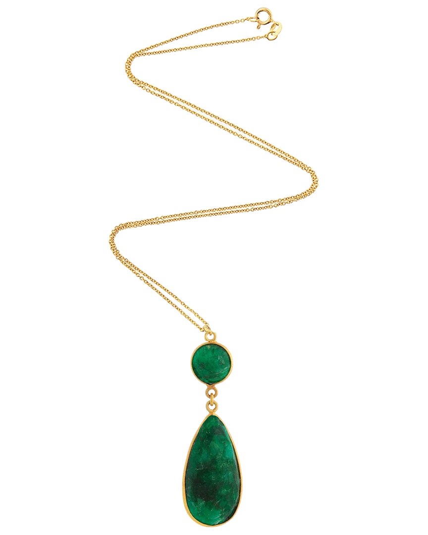 Liv Oliver Silver 40.00 Ct. Tw. Emerald Necklace