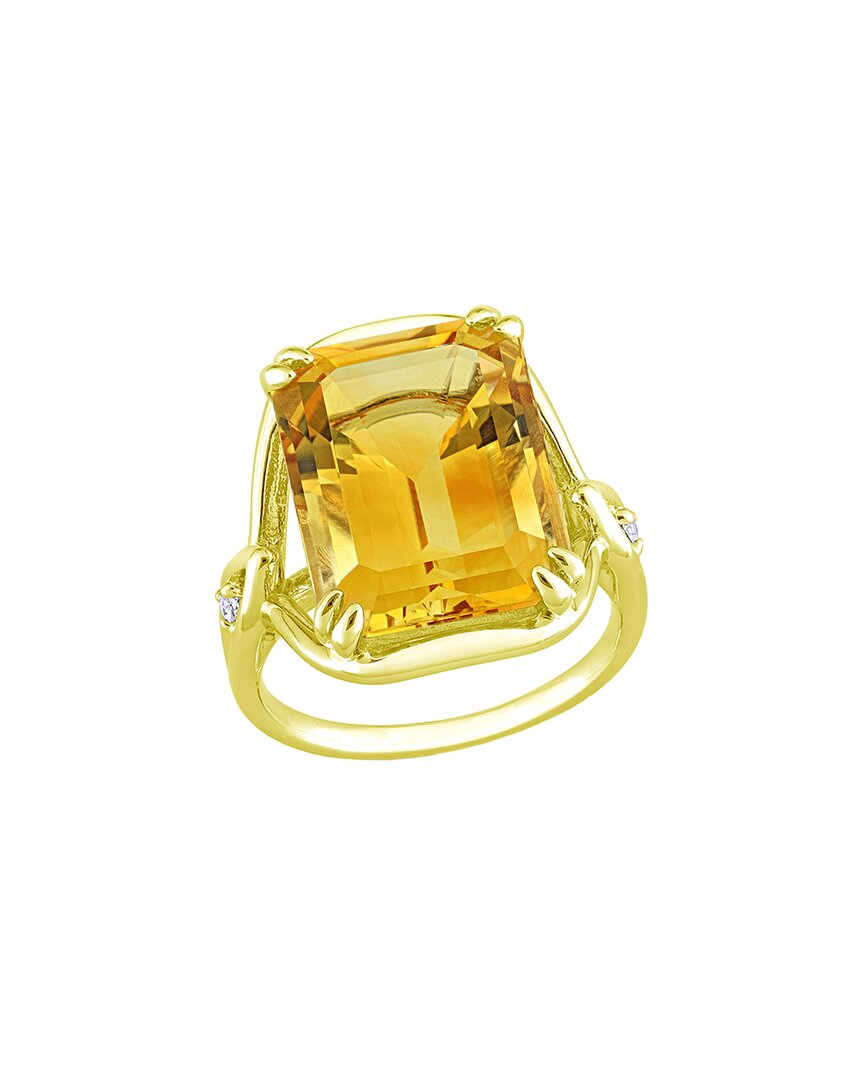 Rina Limor Gold Over Silver Silver 10.77 Ct. Tw. Citrine & White Topaz Solitaire Ring