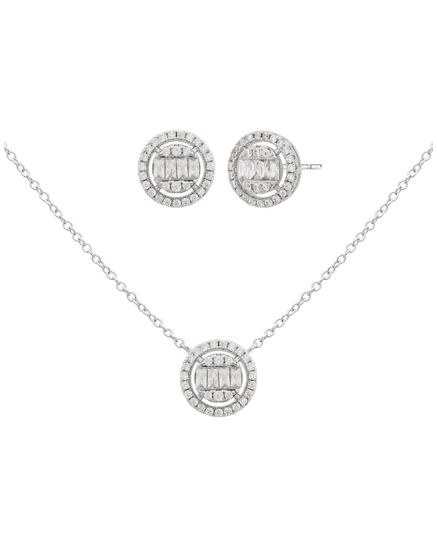 Jankuo Cz Earrings & Pendant Set Necklace In Metallic