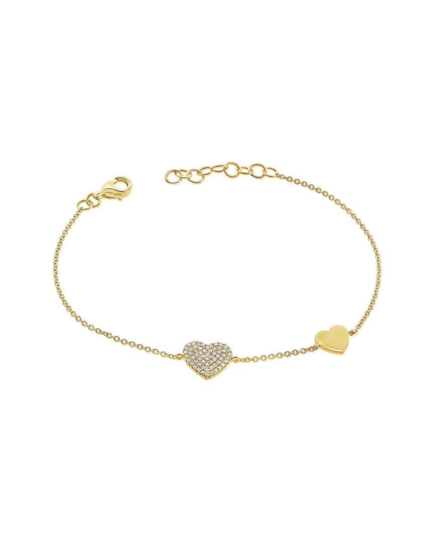 Sabrina Designs 14k 0.20 Ct. Tw. Diamond Heart Station Bracelet In Gold