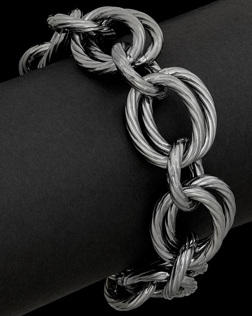 Italian Silver Twist Link Bracelet In Silver