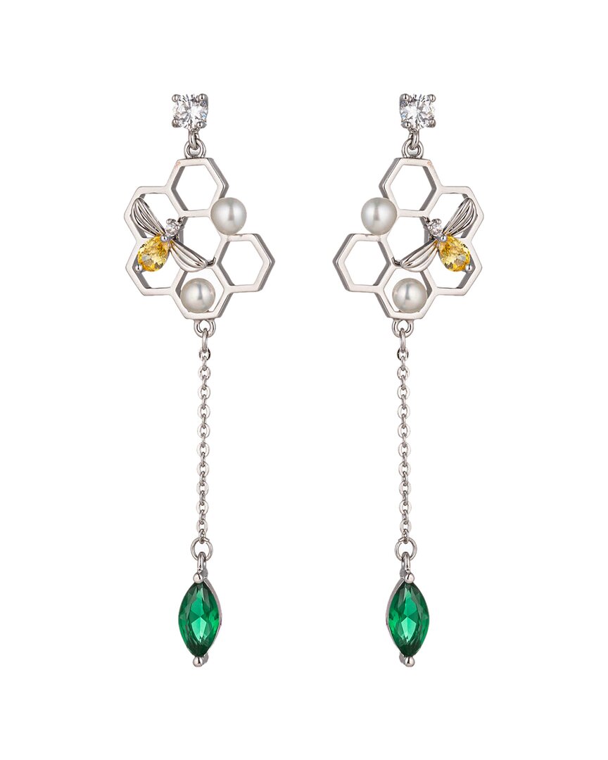Eye Candy La Cz Honeycomb Bee Dangle Earrings