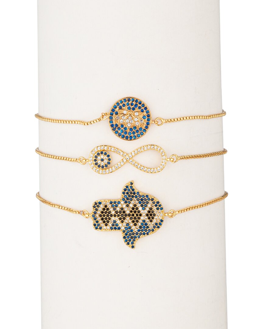 Eye Candy La Cz Infinity Hamsa Adjustable Bracelet Set