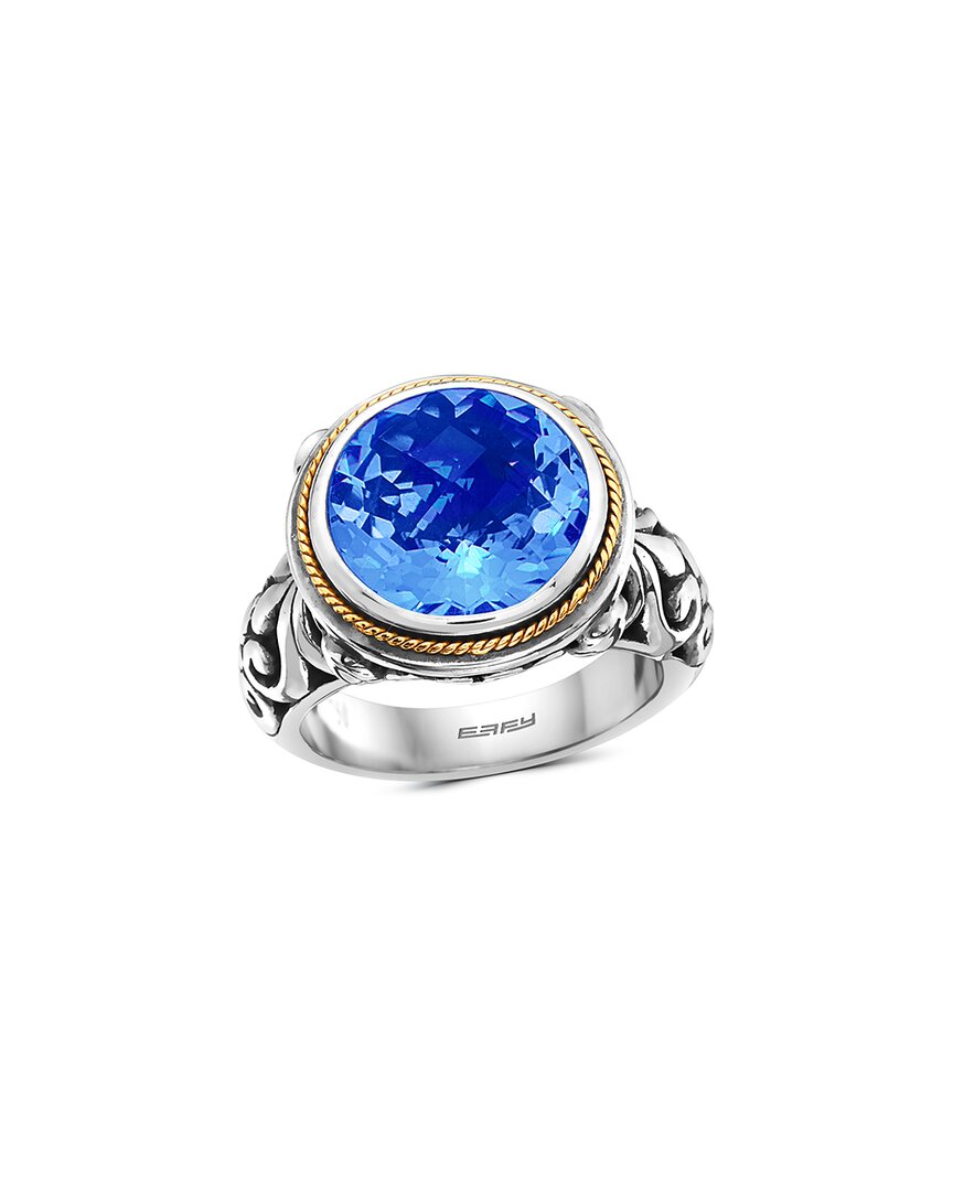 Effy Fine Jewelry Silver & 18k 6.90 Ct. Tw. Blue Topaz Statement Ring