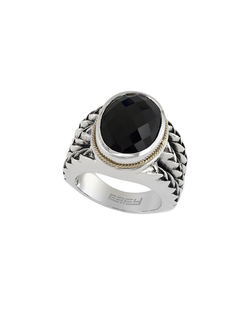 Effy Fine Jewelry Silver & 18k 8.55 Ct. Tw. Onyx Statement Ring