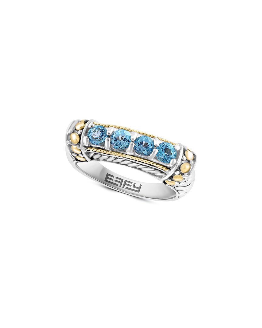 Effy Fine Jewelry Silver & 18k 1.33 Ct. Tw. Blue Topaz Statement Ring