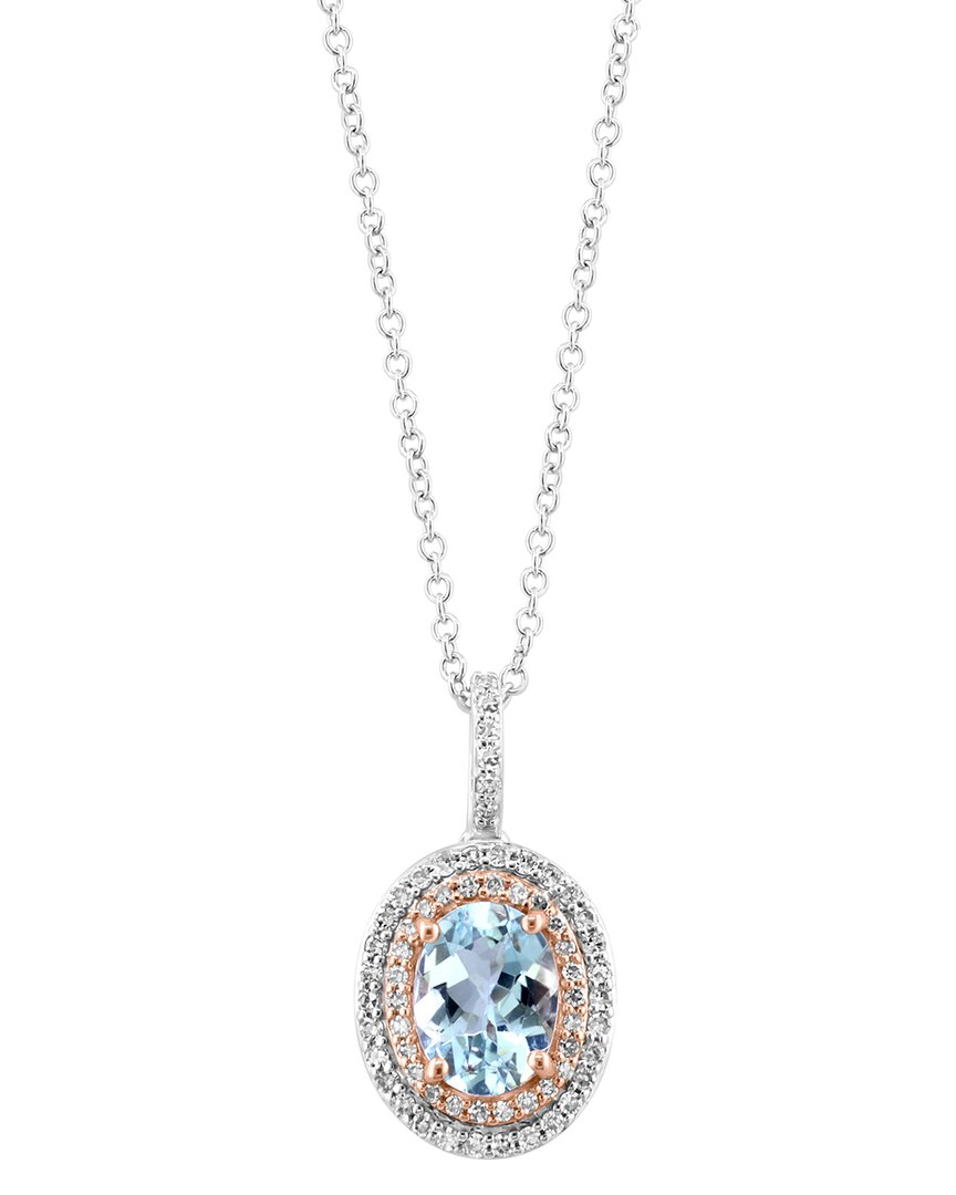 Effy Fine Jewelry 14k Rose Gold 1.36 Ct. Tw. Diamond & Aquamarine Statement Pendant