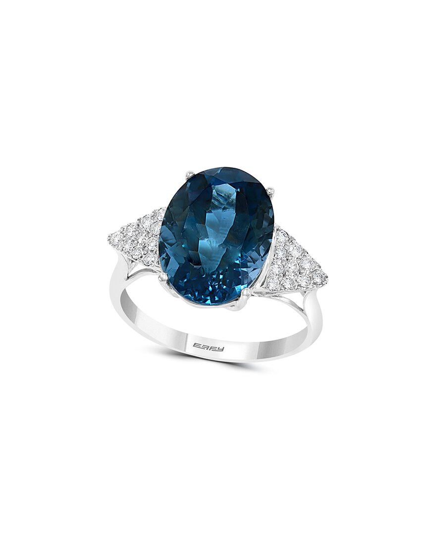 Effy Fine Jewelry 14k 6.59 Ct. Tw. Diamond & London Blue Topaz Statement Ring