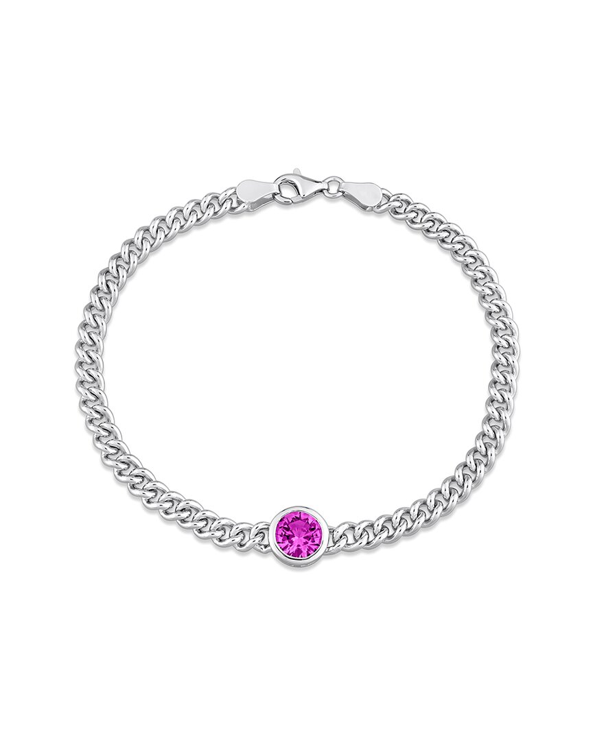 Rina Limor Silver 1.61 Ct. Tw. Created Pink Sapphire Bracelet In Metallic