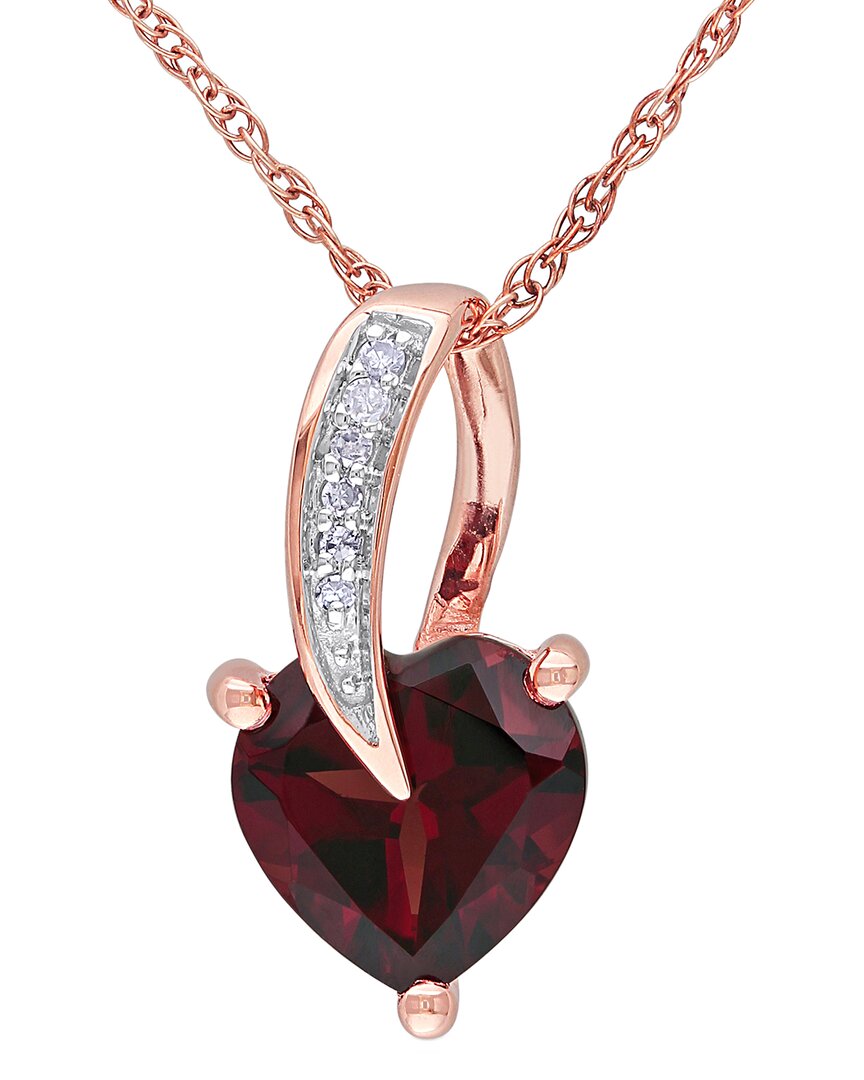 Rina Limor 10k Rose Gold 1.42 Ct. Tw. Diamond & Garnet Pendant Necklace