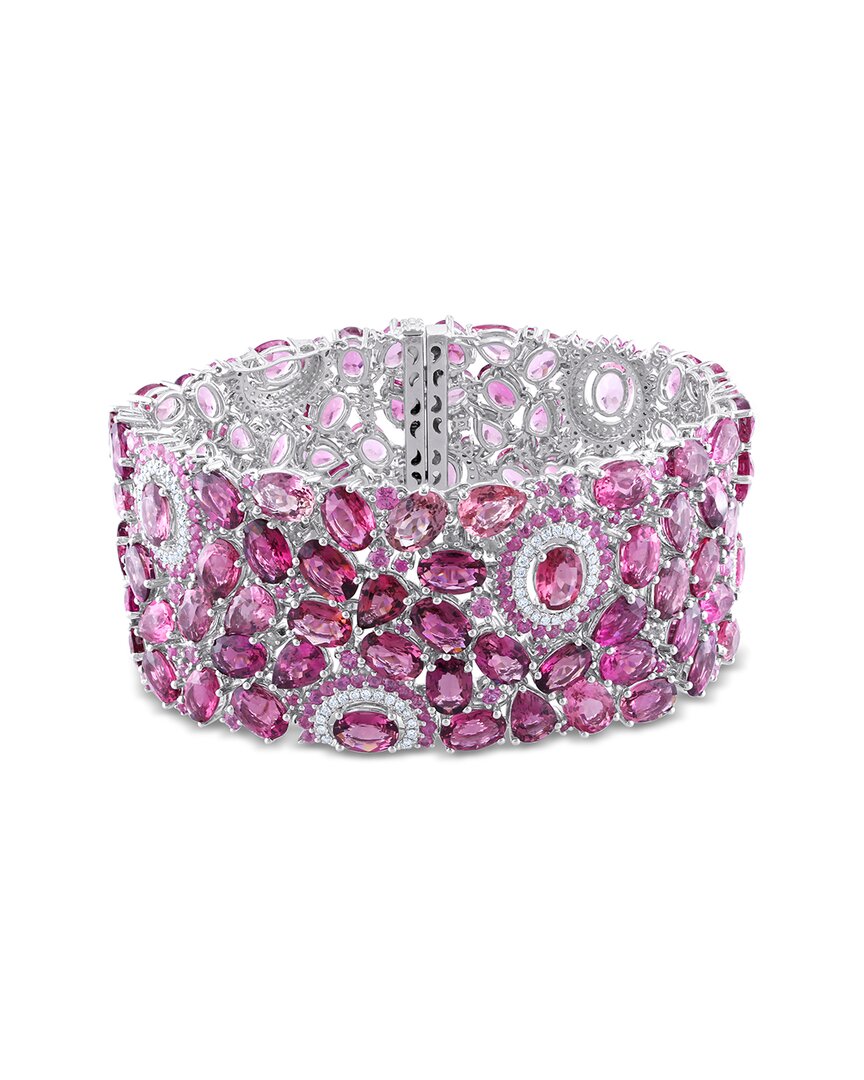 Rina Limor 14k 87.67 Ct. Tw. Diamond & Pink Tourmaline & Pink Sapphire Bracelet