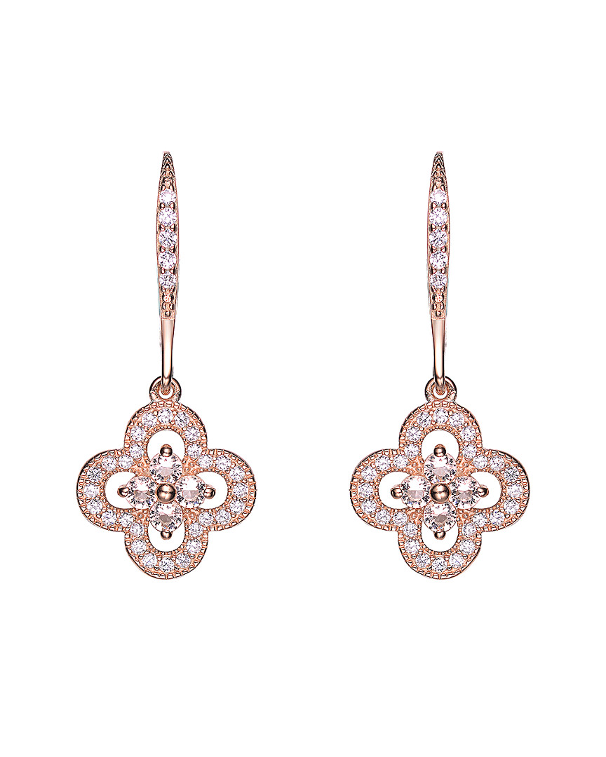 Genevive 14k Rose Gold Vermeil Cz Drop Earrings