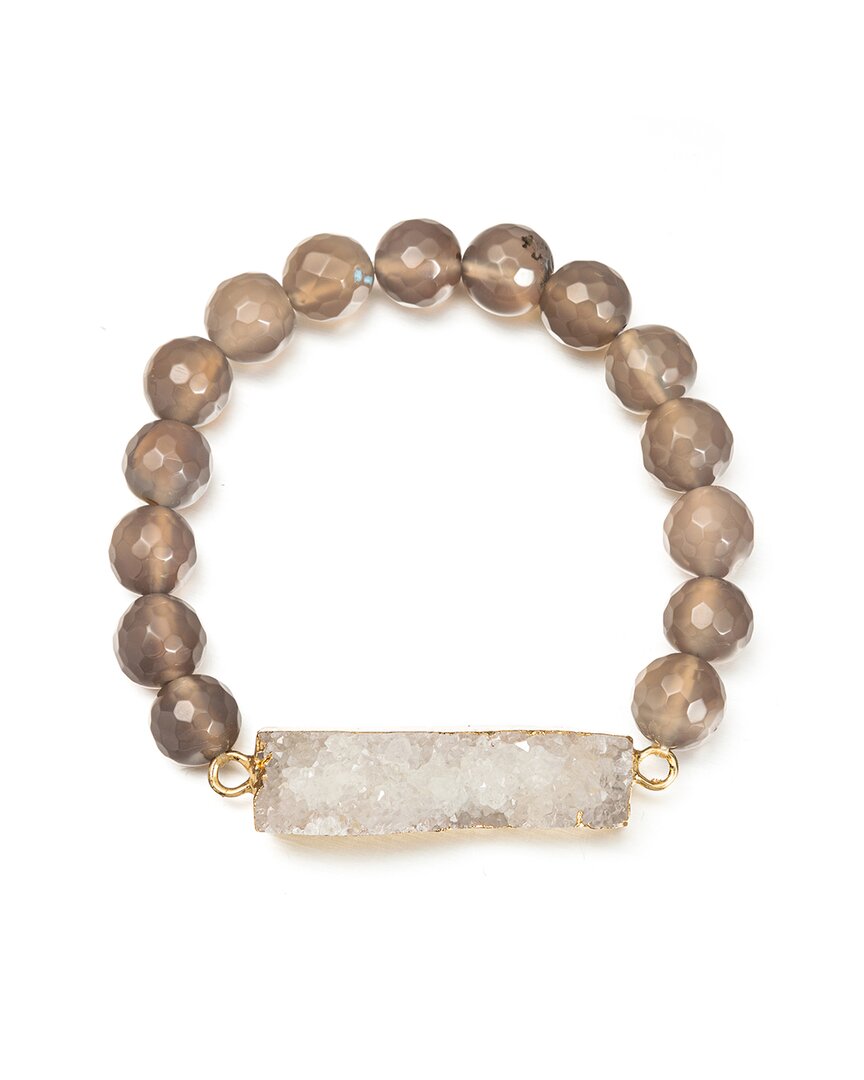 Eye Candy La Luxe Collection Agate Drusy Bar Stretch Bracelet