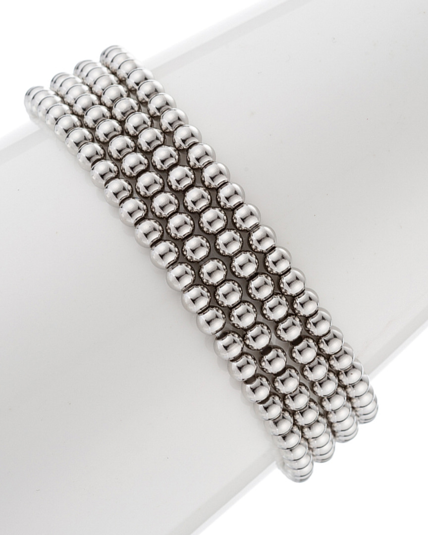 EYE CANDY LA EYE CANDY LA LUXE COLLECTION RHODIUM PLATED SET OF 4 BEADED STRETCH BRACELETS