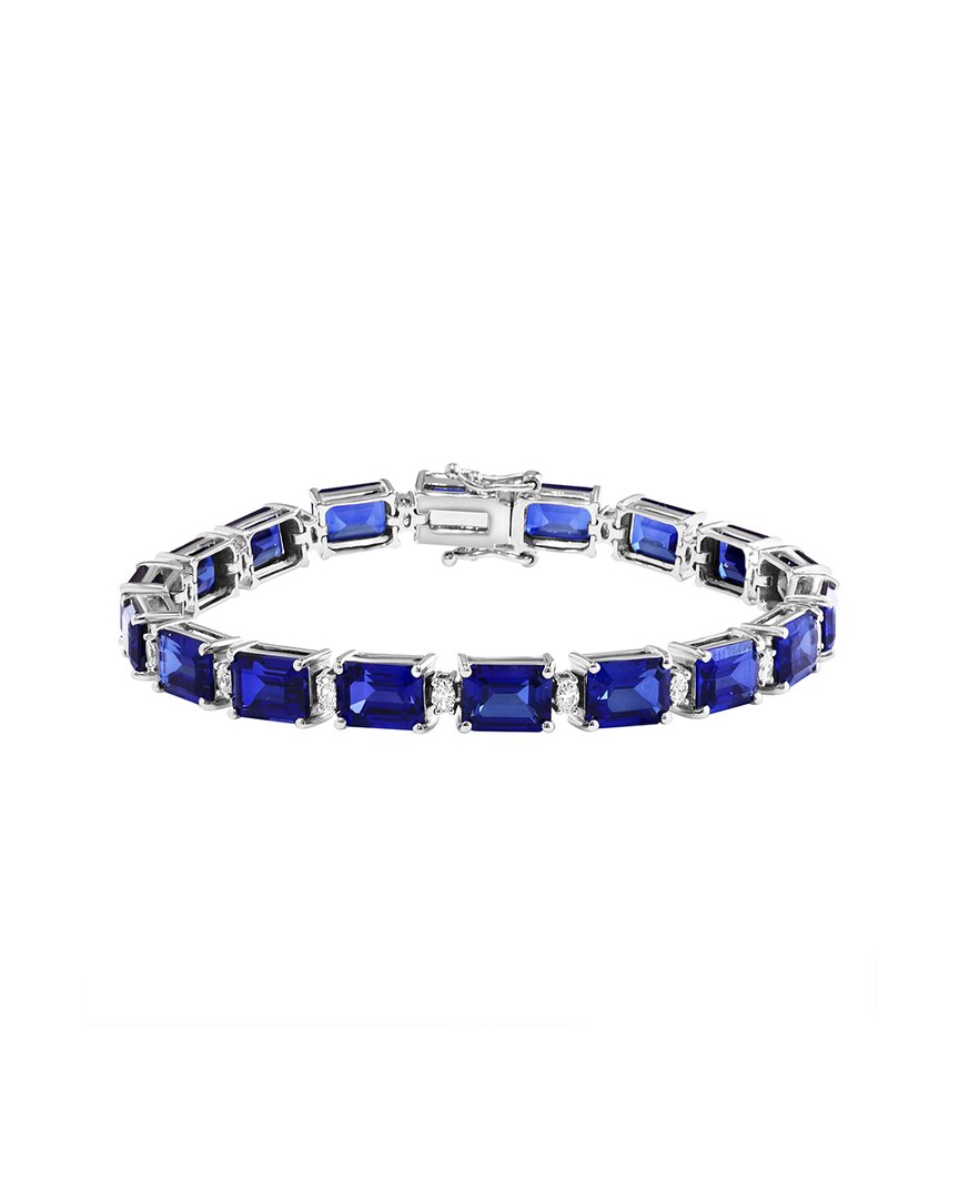 Effy Fine Jewelry 14k 30.07 Ct. Tw. Lab-grown Diamond & Lab-grown Sapphire  Bracelet In Metallic