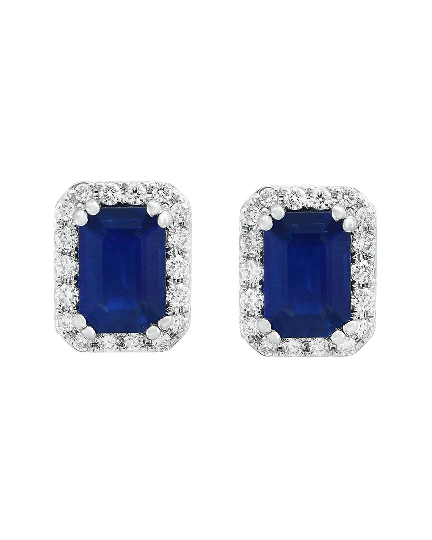 Effy Fine Jewelry 14k 1.52 Ct. Tw. Diamond & Sapphire Earrings In Metallic