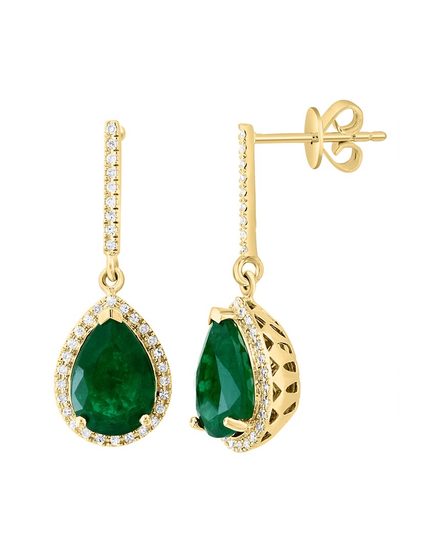 Effy Fine Jewelry 14k 3.25 Ct. Tw. Diamond & Emerald Earrings In Gold
