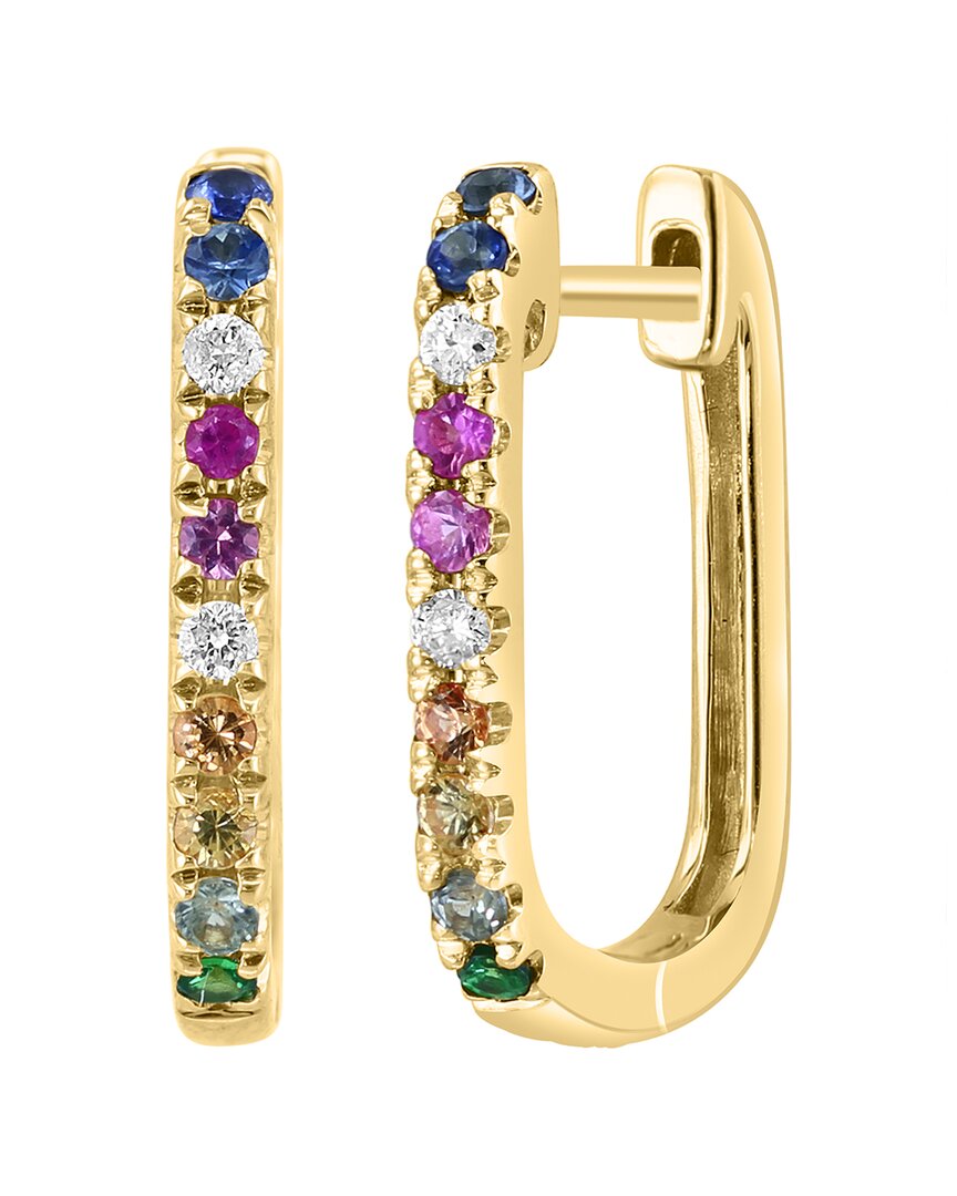 Effy Fine Jewelry 14k 0.26 Ct. Tw. Diamond & Gemstone Earrings In Gold