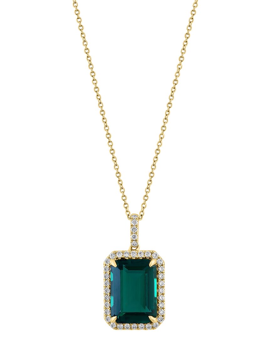 Effy Fine Jewelry 14k 6.74 Ct. Tw. Lab-grown Diamond & Lab-grown Emerald  Necklace In Gold