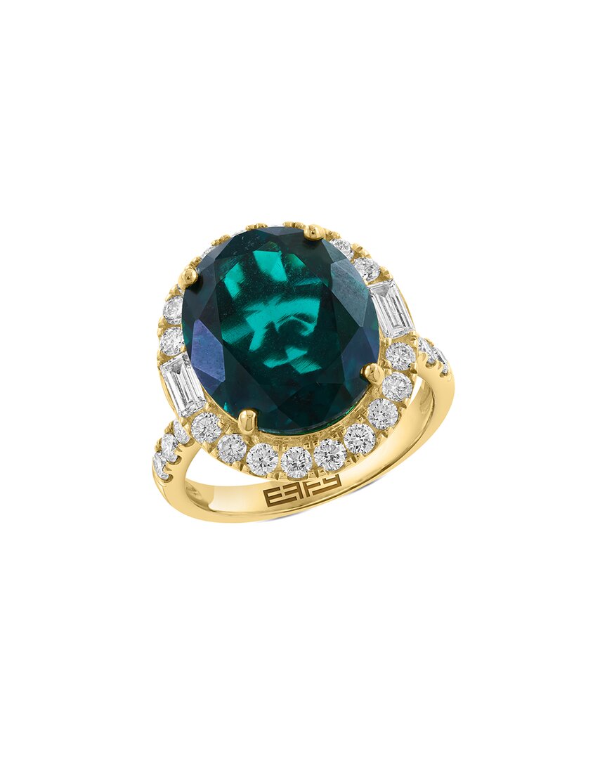 Effy Fine Jewelry 14k 7.21 Ct. Tw. Lab-grown Diamond & Lab-grown Grown Emerald  Ring In Gold
