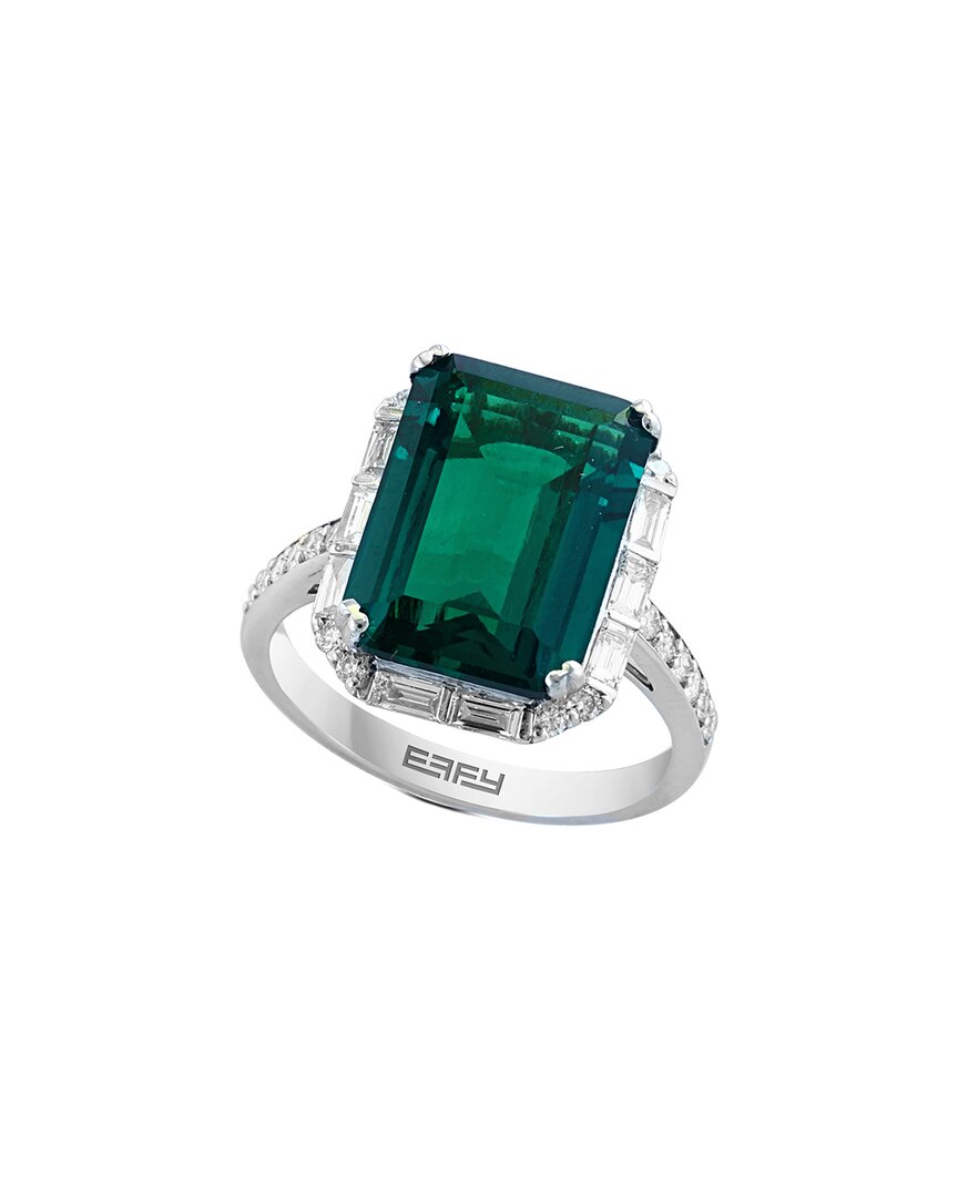 Effy Fine Jewelry 14k 7.82 Ct. Tw. Diamond & Lab-grown Emerald Ring In Green