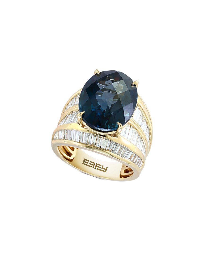 Effy Fine Jewelry 14k 15.08 Ct. Tw. Diamond & London Blue Topaz Ring In Gold