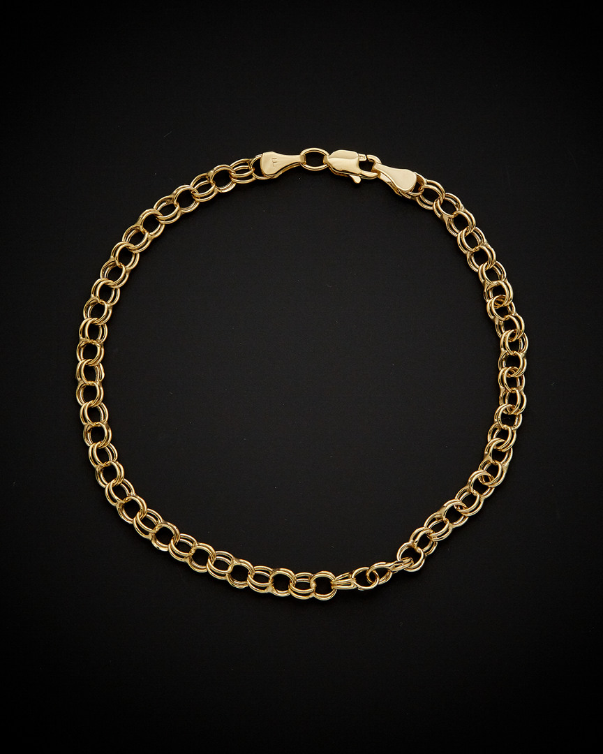 Italian Gold Round Double Link Charm Bracelet
