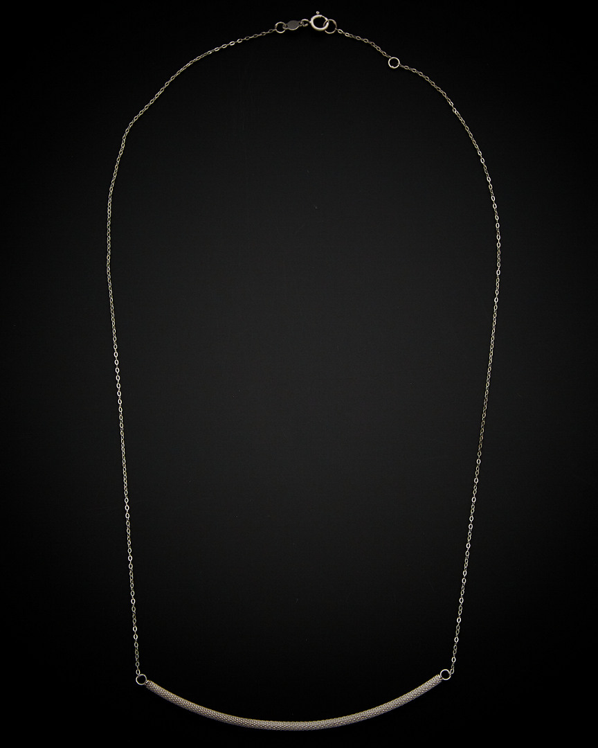 Italian Gold Textured Curved Bar Necklace