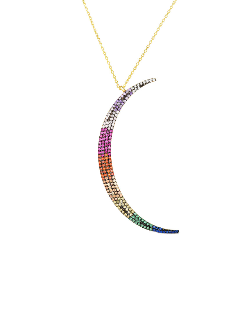Sphera Milano 18k Over Silver Cz Moon Necklace