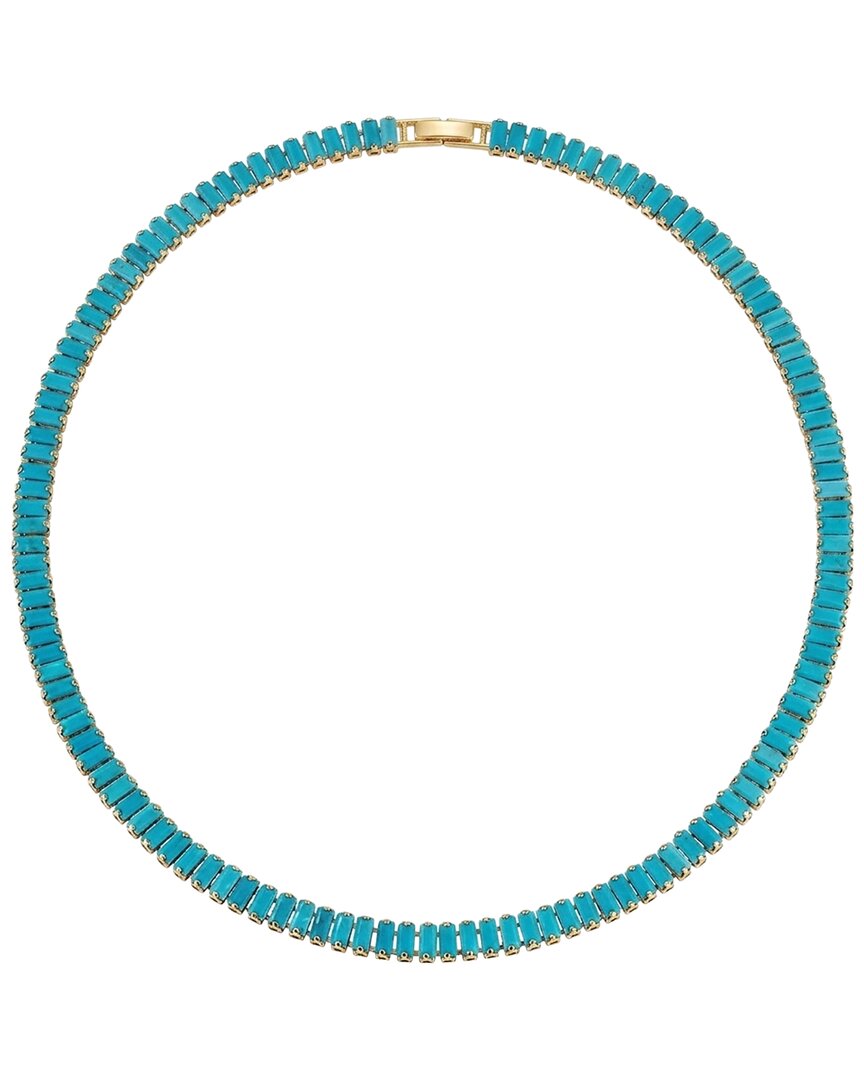 Liv Oliver 18k Plated 22.30 Ct. Tw. Turquoise Cz Necklace In Blue