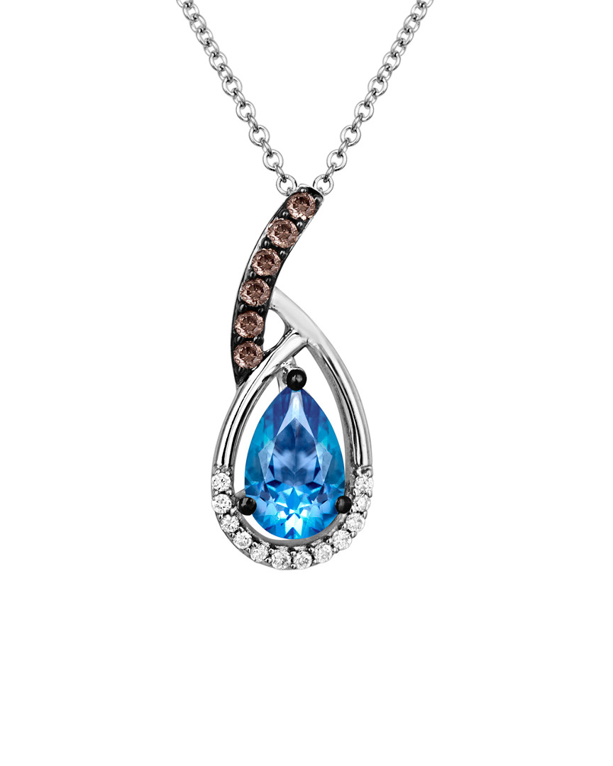 Le Vian 14k 0.89 Ct. Tw. Diamond & Ocean Blue Topaz Pendant Necklace