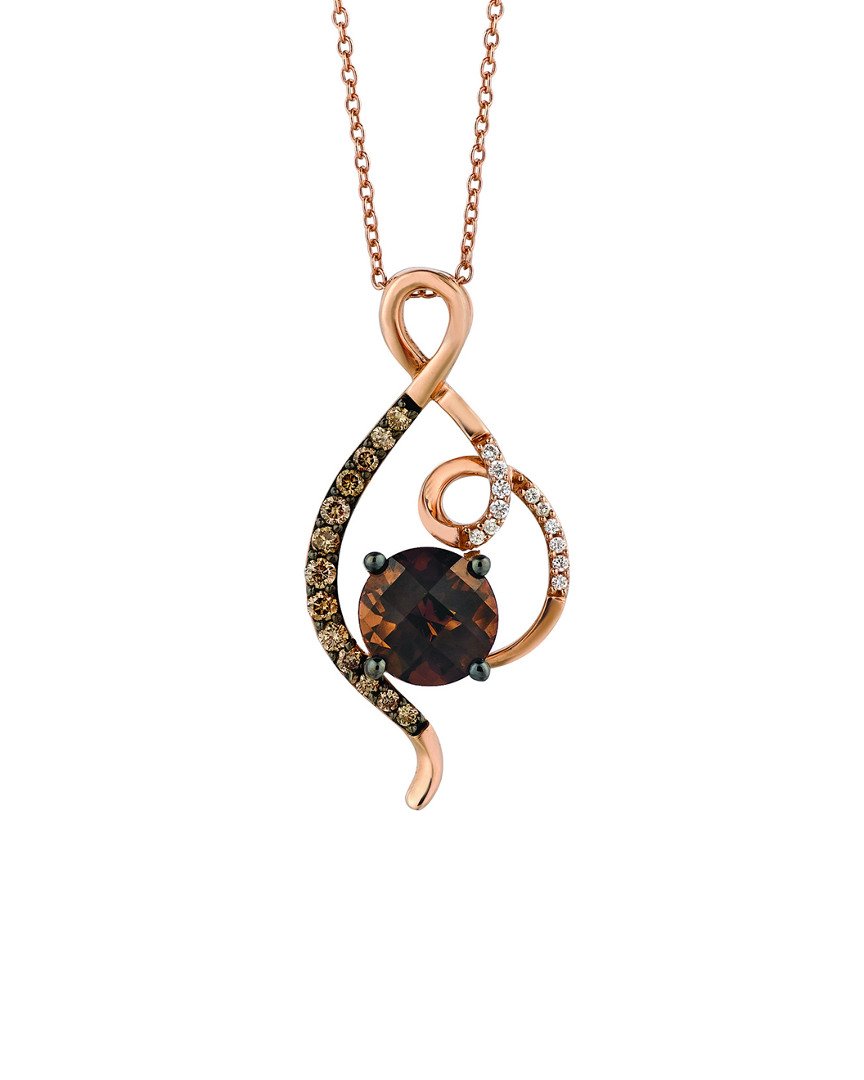 Le Vian 14k Rose Gold 1.90 Ct. Tw. Diamond & Chocolate Quartz Pendant Necklace