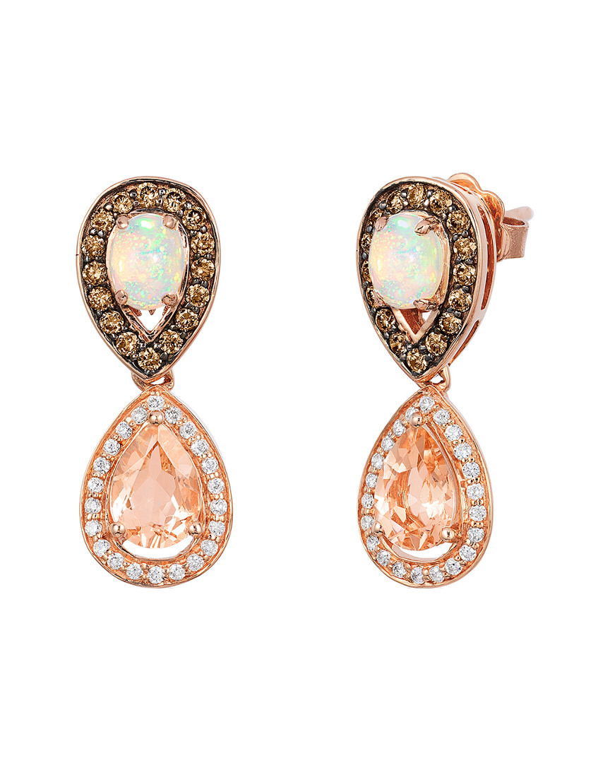 Le Vian 14k Rose Gold 1.82 Ct. Tw. Diamond & Peach Morganite Earrings